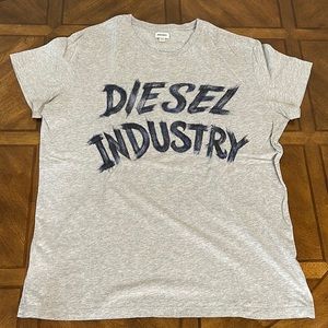 Diesel Men’s Gray T-Shirt with Navy Graphic "Diesel Industry" - CXL